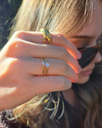 Christina double diamond gold pvd waterproof ring vienna domani