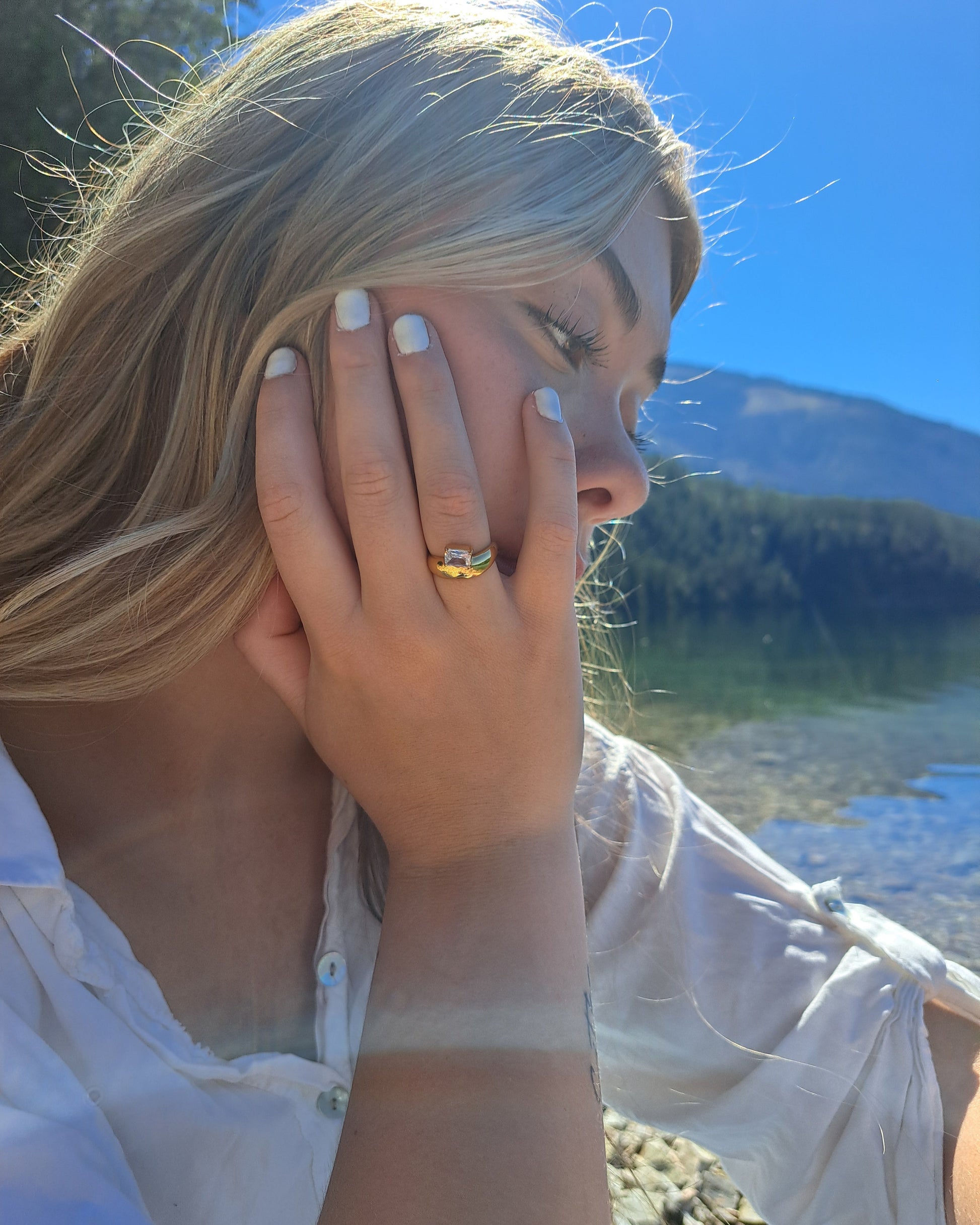 sienna emerald cut pvd waterproof ring vienna domani